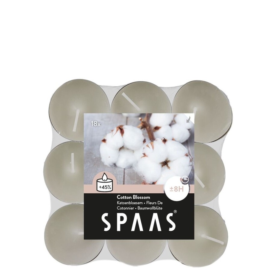 Aan Tafel SPAAS Theelichtjes | Theelichtjes Geur Cotton Blossom 8U 18 Stuks