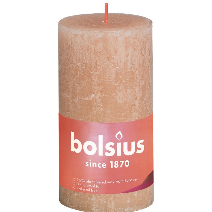 Aan Tafel BOLSIUS Tafelkaarsen | Cilinderkaars Rustiek Misty Pink H 13Cm 6,8Cm 60U